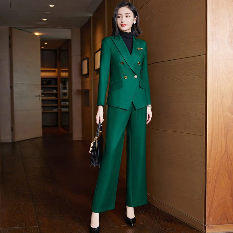 Elegant Women's Double Breasted Blazer Pants Set 2025 Autumn Winter Fashion Office Work Outfit Lady Matching Set Trousers Jacket - Image 5